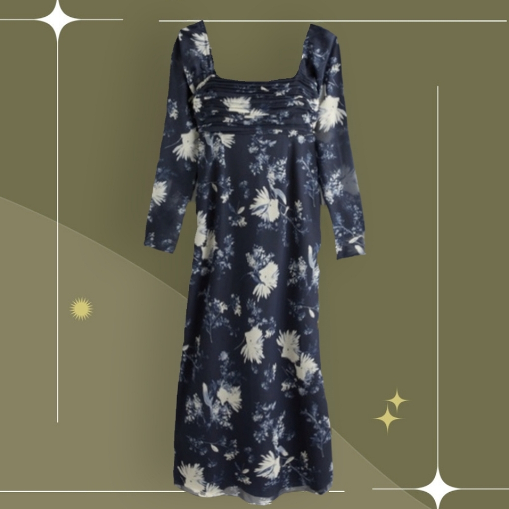 ✨ NWT Abercrombie And Fitch Long Sleeve Emerson Chiffon Dress Size LT